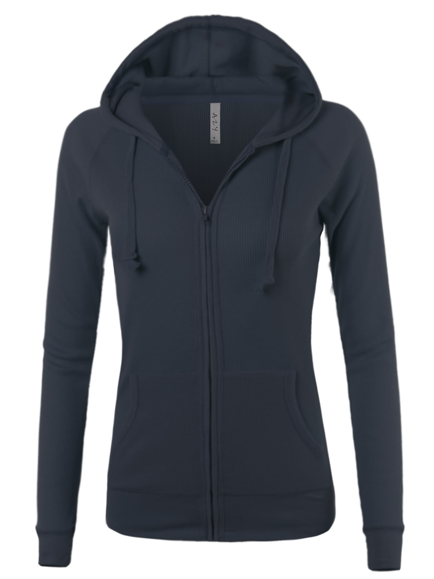 A2Y - A2Y Women's Casual Fitted Lightweight Pocket Zip Up Hoodie Navy ...