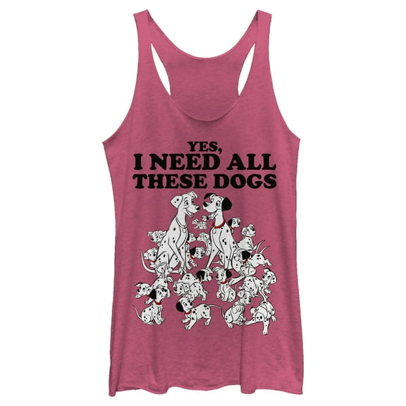 Women's One Hundred and One Dalmatians Yes, I Need All These Dogs  Racerback Tank Top Pink Heather Medium