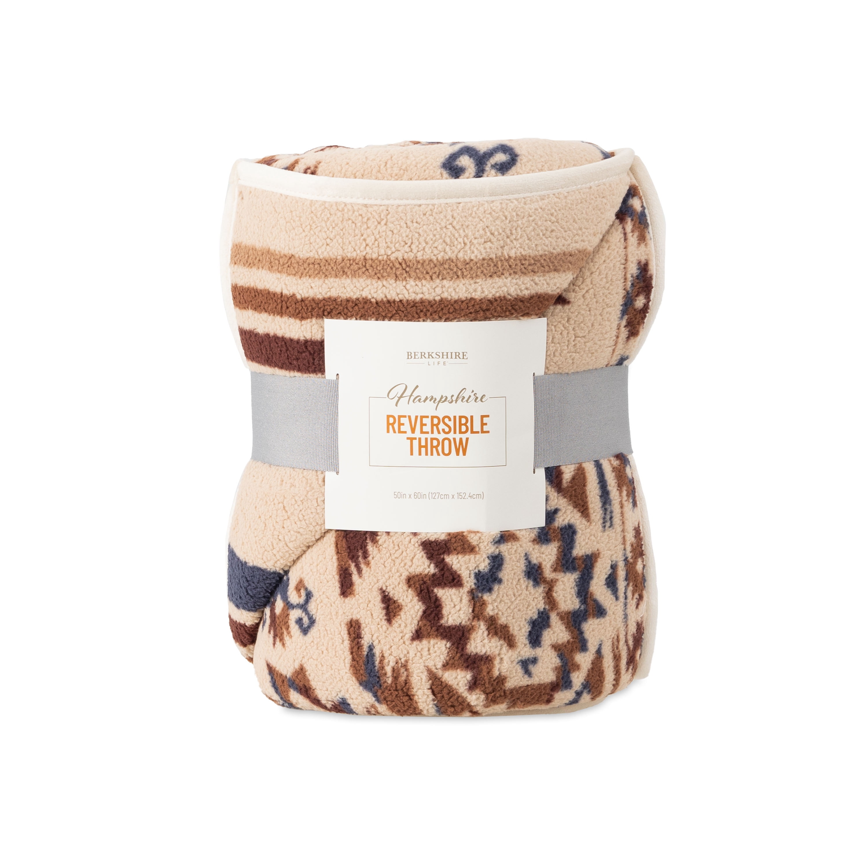 Berkshire Life Reversible Printed Hampshire Soft Throw Blanket, Aztec Stripe