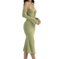 thumbnail image 3 of Femmes Élégantes hors Épaule Midi Robe Y2k Bodycon Longue Robe Cocktail Partie Robe d'Été, 3 of 6