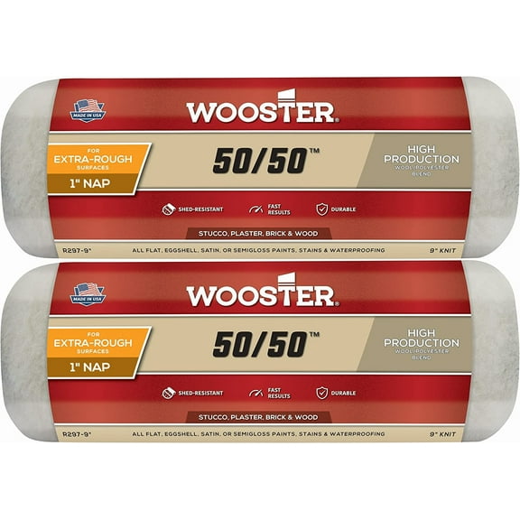 Wooster 9" Paint Roller Cover, 1" Nap, Knit Lambswool/Polyester R297-9