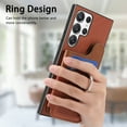 thumbnail image 3 of Allytechgroup for Samsung Galaxy S21 Ultra Protective Case, Back Cover With Card Pocket &Credit Card Slot Built-in Grip Ring Anti-Scratch, Shock-Absorbent Anti-Fingerprint Shockproof Bumper, Brown, 3 of 10