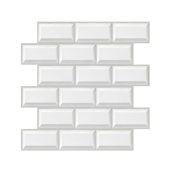 Peel and Stick Backsplash 12"x12" Self Adhesive White Subway Kitchen Backsplash Waterproof Peel and Stick Wall Tile for Bathroom Kitchen Camper Shower Furniture