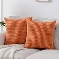 thumbnail image 3 of Dosaele Decorative Throw Pillow Covers 20x20 Inch for Living Room Couch Bed Sofa, Rustic Farmhouse Boho Home Decor, Soft Striped Corduroy Square Cushion Case 50x50 cm, 3 of 5