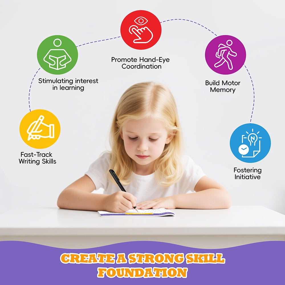 Spanish Magic Grooved Writing Practice for Kids Ages 3–8 – Reusable Grooved Handwriting Workbooks, Large Tracing Practice Books, Preschool & Kindergarten Learning Activities, Educational Gift