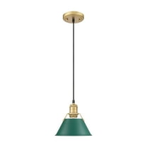 Yep by Golden Lighting Orwell 1-light 8in Pendant in Brushed Champagne Brass and Pine Green shade