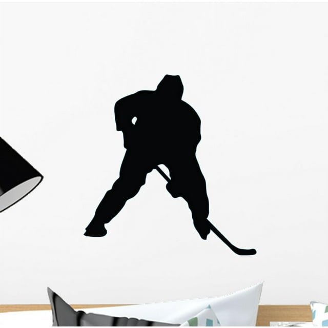 Ice Hockey Silhouette Wall Decal by Wallmonkeys Peel and Stick Graphic