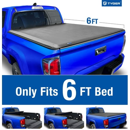 Tyger Auto T1 Soft Roll-up Truck Bed Tonneau Cover Compatible with 2005-2015 Toyota Tacoma | 6  Bed | TG-BC1T9037 | Vinyl