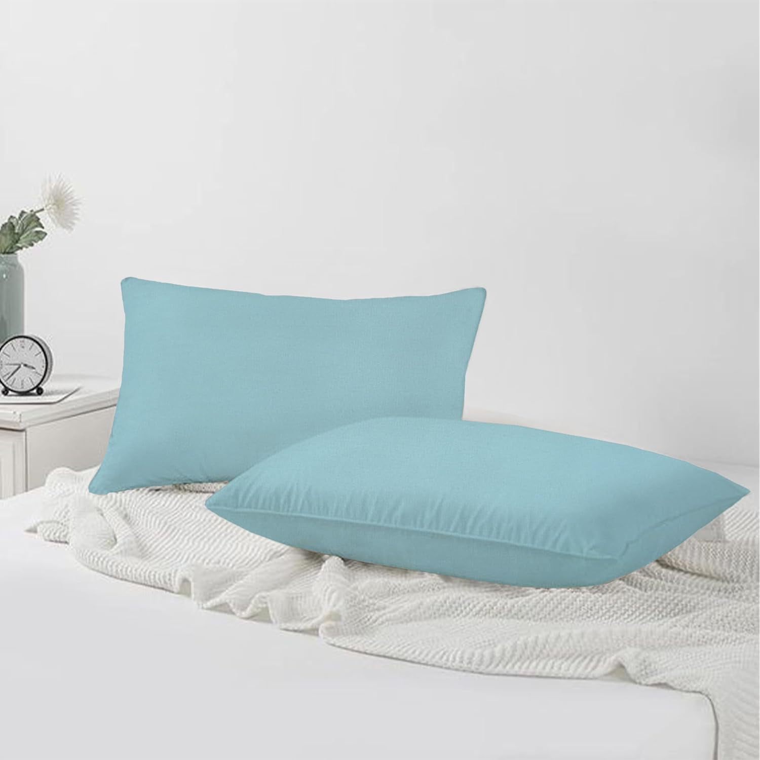 A1HC Hypoallergenic Down Alternative Pillow Inserts, 12x20 in, Rectangular, Pack of 2, Light Blue