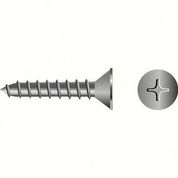 SeaChoice  00763; #18 X 1-1/2 Phillips Head Flat Sheet Metal Screw Stainless Steel 25/ Bag