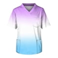 thumbnail image 4 of Domuza Men Scrub Top Tie-Dye Gradient V Neck Short Sleeve Nursing Uniform Relaxed Fit Soft Comfy Medical Scrub Tops with 3 Pockets Multicolor L, 4 of 5