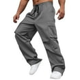 thumbnail image 4 of Men's Summer Cargo Trousers - Lightweight Elastic Waist Baggy Work Pants with Multiple Pockets, Regular Fit for Outdoor/Work/Leisure - Polyester, 4 of 6