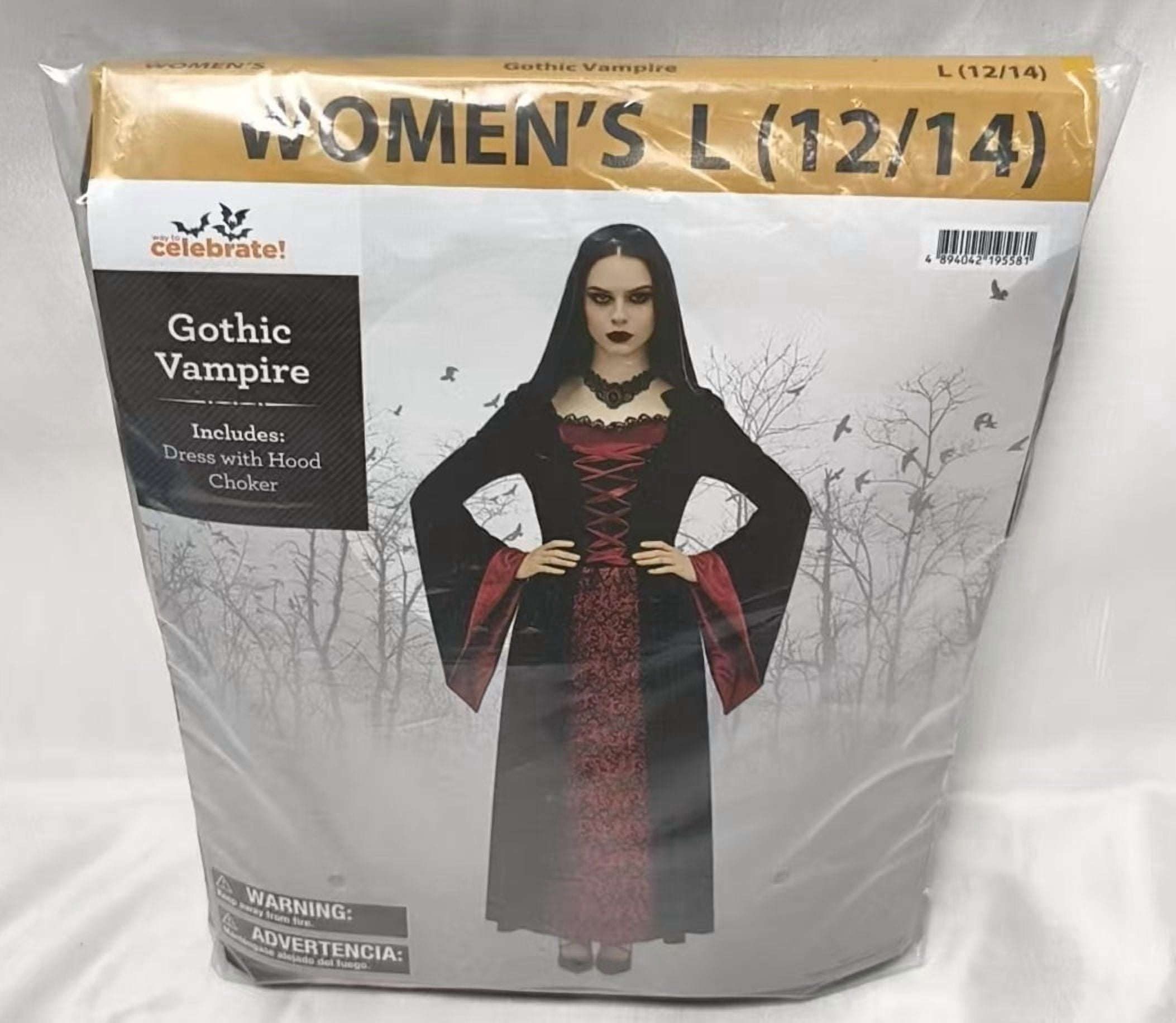 Gothic Vampire, Halloween Costume for Adults, Women's Size L (12/14), by Way to Celebrate
