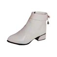 thumbnail image 3 of Zynoxe Boots for Women Soft Pu Leather Boots With Side Zipper Women Elegant Round Toe Ankle Boots Comfy Versatile Low Block Heel Dress Short Boots for Daily Beige 6, 3 of 8