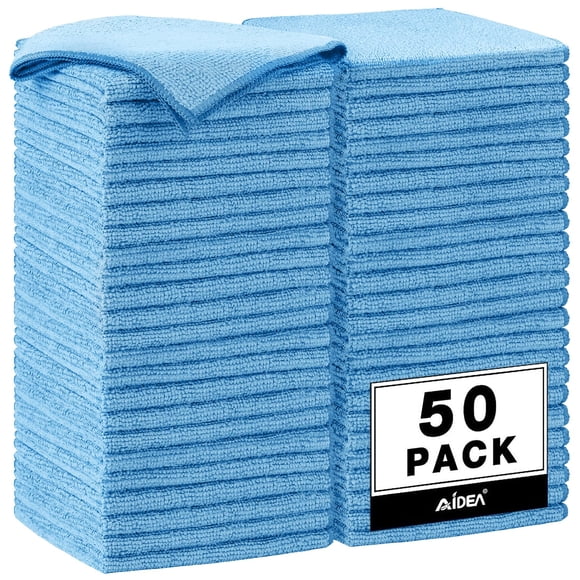 Paño de limpieza AIDEA de microfibra, 12 x 12 pulgadas, 50 unidades, azul