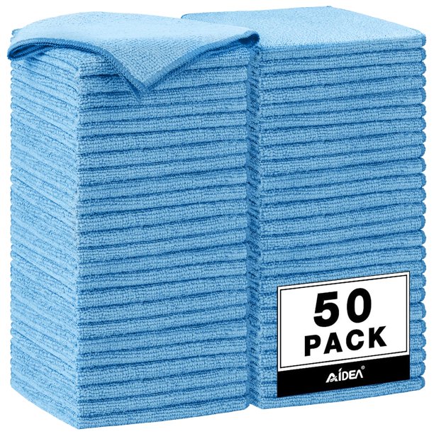 Paño de limpieza AIDEA de microfibra, 12 x 12 pulgadas, 50 unidades, azul