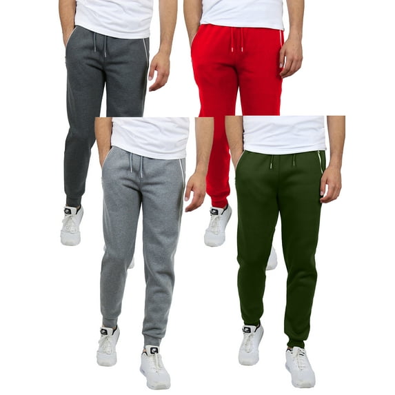 4-Pack Mens Slim Fit Fleece Jogger Sweatpants (S-2XL)