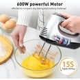 thumbnail image 4 of TEMOGU-Hand Mixer Electric, 5 Speed 600W Ultra Power Handheld Mixer with Touch Button, Turbo, Storage Case, 6 Stainless Steel Accessories, Kitchen Aid Mixer for Cake Cookie Egg Cream Dough (Silver), 4 of 4