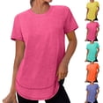 thumbnail image 1 of LMKIHUSA T-Shirts à Manches Courtes UPF 50 pour Femmes Tennis Plein Air Randonnée Course T-Shirts Protection Solaire Col Rond Hauts Orange,m, 1 of 9