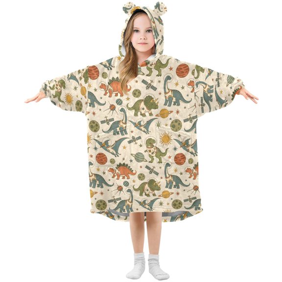Wearable Blanket Hoodie Oversized Blanket Hoodie for Boys Girls Teens 3-14YR Dinosaur