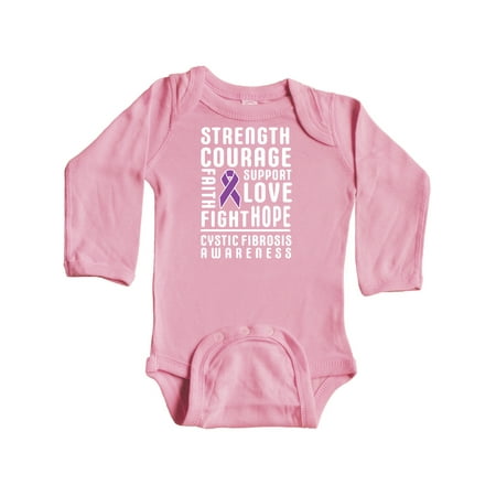 

Inktastic Cystic Fibrosis Awareness Strength Courage Support Gift Baby Boy or Baby Girl Long Sleeve Bodysuit