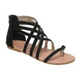 thumbnail image 3 of Lishi Comfy Open Toe Women's Flat Sandals - Solid Color, Zipper Closure, 3 of 5