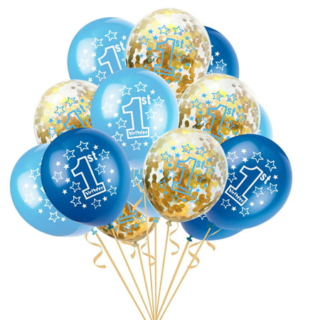 Smart Novelty 15pcs 12” Foil Latex Confetti Balloon Baby One Year Old Happy Birthday