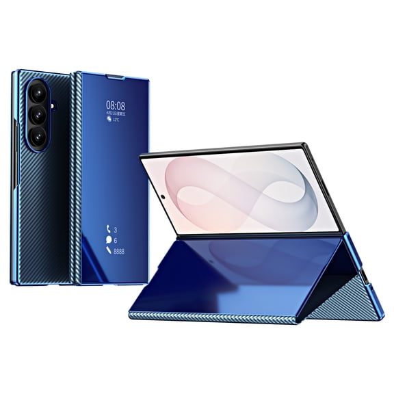 Corliven for Samsung Galaxy Z Fold8 Ultra Case, Hard PC and PU Leather Flip Cover with Kickstand and Anti-Scratch Protection, Blue