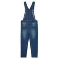 thumbnail image 2 of KIDSCOOL SPACE Big Girls Jeans Overalls,3 Buttons Elastic Band Inside Stretchy Soft Denim Jumpsuit,Blue,9-10 Years, 2 of 6