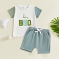 thumbnail image 2 of UngA Toddler Baby Girl Boy Summer Clothes Big/Little Sister Brother Matching Outfits T Shirt Shorts Set (Green,18-24 Months), 2 of 4