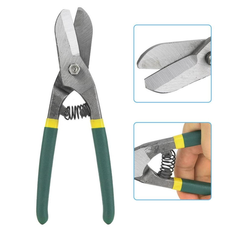 Steel Scissors, Long Straight Cut Tin Snips Cutting Shears Power Cutter  with Comfortable Grip, 8” Heavy Duty Metal Scissors for Cutting Metal Sheet,  Hard Material, Gardening 