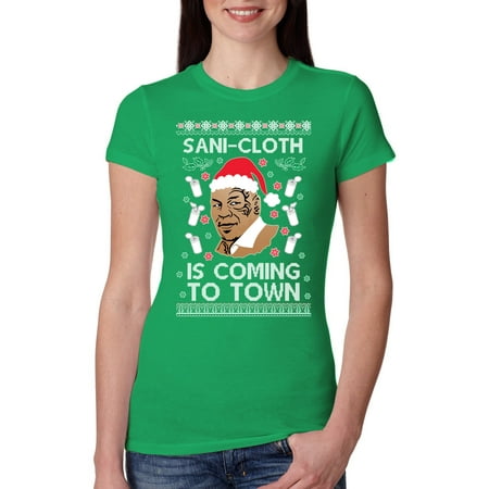 

Wild Bobby Sani Cloth is Coming to Town Mike Tyson Ugly Christmas Women Slim Fit Junior Tee Kelly X-Large