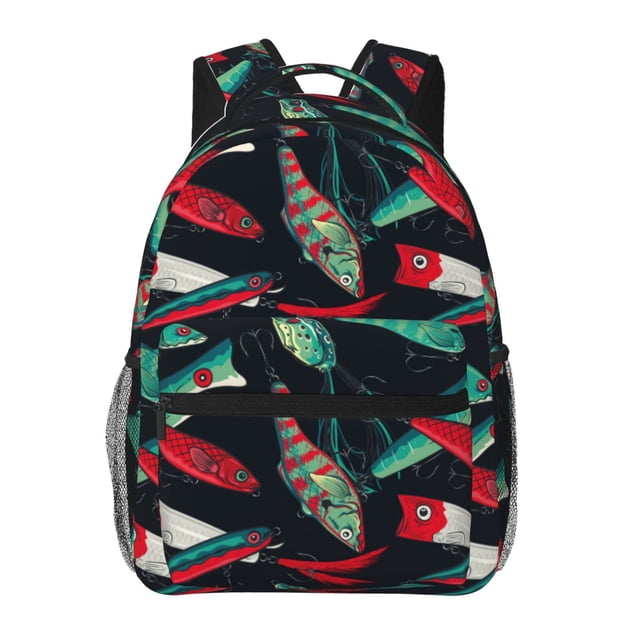 Disketp Fishing Lure Mochila Estampada para Hombre y Mujer – Mochila Ligera Clásica con Múltiples Bolsillos para Universidad, Trabajo y Viajes-One Size