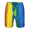 thumbnail image 4 of Wukai Rainbow Colored Print Beach Trunks with Compression Liner Swimsuit Quick Dry Beach Sports Shorts with Pocket-Small, 4 of 8