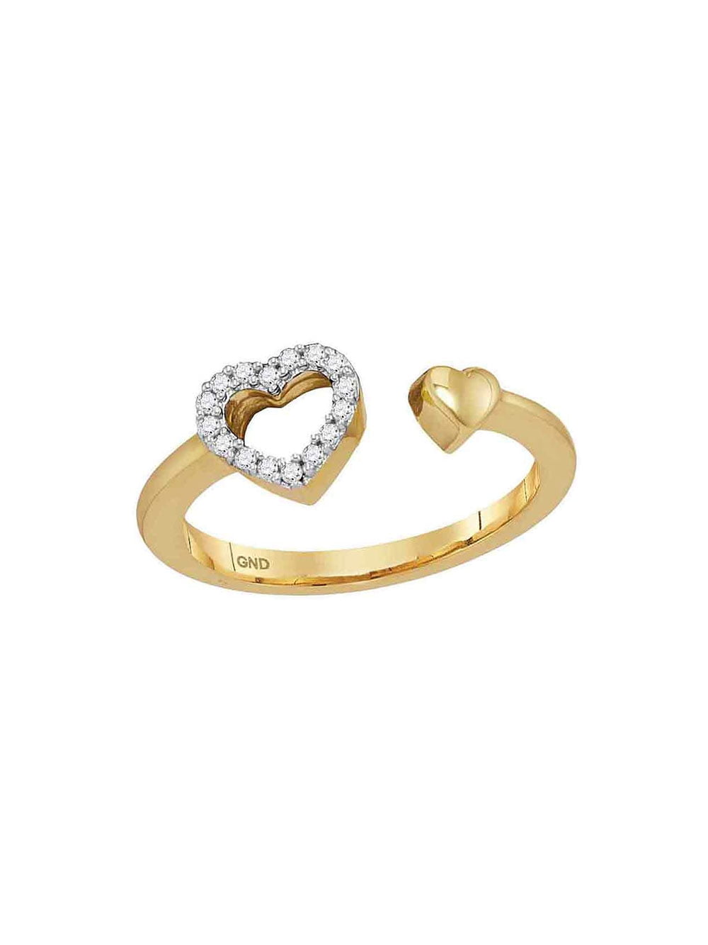 Fb Jewels Fb Jewels 10kt Yellow Gold Womens Round Diamond Bisected Heart Ring 1 10 Cttw Combined Diamond Weight Of 1 10 Carats Total Weight Represents A Range Of 0 09 0 11 Ctw Walmart Com Walmart Com