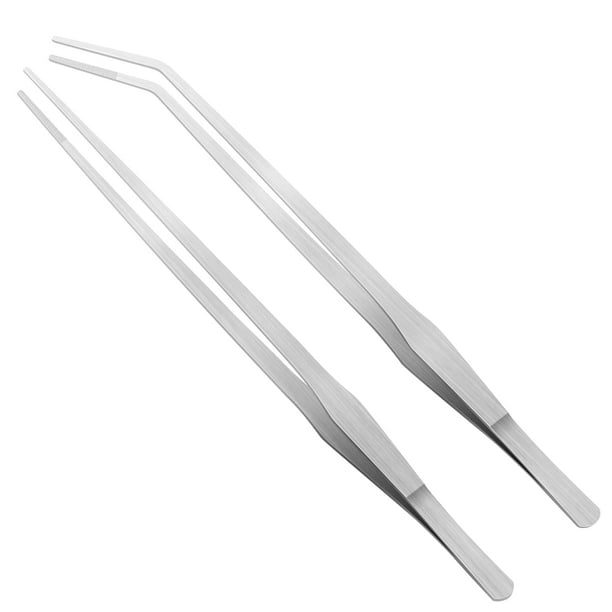 Vaincre 2PCS Long Tweezers, 15 inch Curved Aquascaping Tools, Stainless