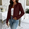 thumbnail image 4 of PRINxy Women's Collarless Open Front Cropped Slim Fit Blazer Jacket With Long Sleeves Minimalist Outerwear For Casual Dinner Outings Wine XL, 4 of 9