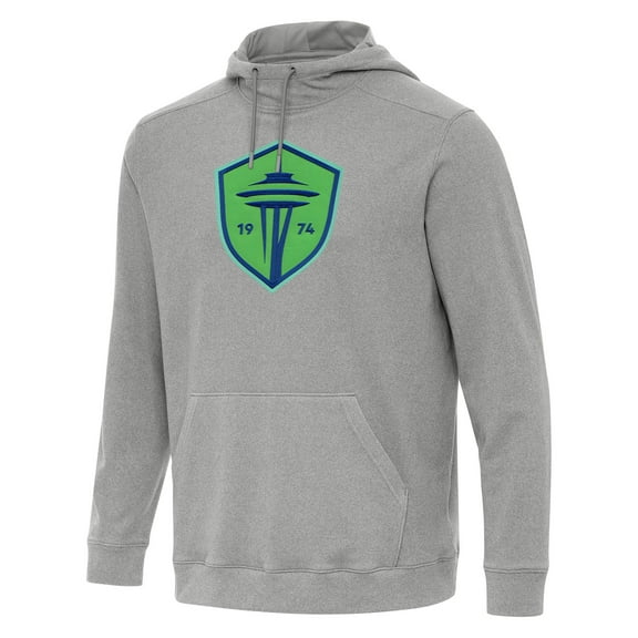 Men's Antigua Heather Gray Seattle Sounders FC Cloud Pullover Hoodie