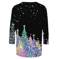 thumbnail image 5 of SELONE Christmas Tshirt Women's 3/4 Sleeve Xmas Pullover Tops Snowflake Tees Blouses Christmas Themed Clothing Christmas Outfits Ideas Holiday Attire Party Collection Xmas Apparel Blue S, 5 of 5