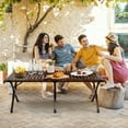 thumbnail image 4 of Gymax Table de Camping Portable Pliable en Bambou avec Sac de Transport Extérieur et Intérieur Café, 4 of 10