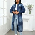 thumbnail image 5 of Viikei Womens Denim Jackets Plus Size,Fashion Women Casual Button Solid Long Sleeve Jacket Coat Blue S, 5 of 9