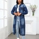 thumbnail image 5 of Chaqueta vaquera de manga larga sin capucha y abrigos de moda para mujer, informal, con botones, lisa, de manga larga, abrigo para mujer, 5 of 9