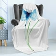 thumbnail image 4 of Watercolor Flower Soft Flannel Fleece Throw Blanket, Cornflower Summer Botanic Floral Blooming Plants Print, Cozy Plush for Indoor and Outdoor Use, 50" x 70", Navy Blue White Green, by Ambesonne, 4 of 5