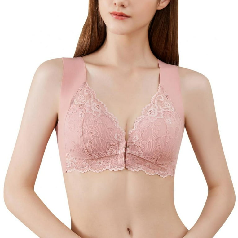 Spdoo Women Sexy Lace Bra Front Closure Back Smoothing Push up Bra
