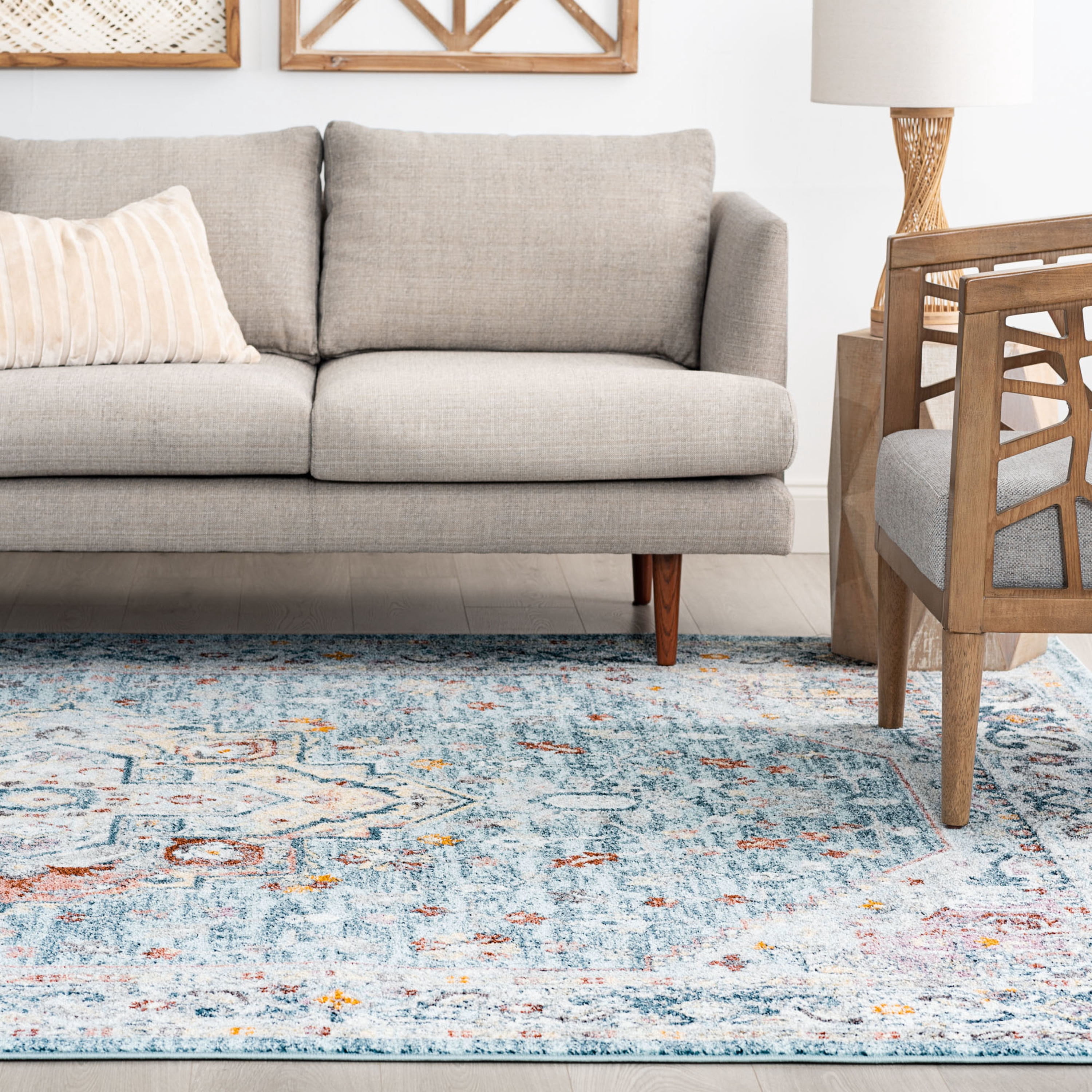 Bliss Rugs Vintage Oriental Area Rug, Medallion Indoor Rugs for Living Room, Dining Room, Bedroom | Blue, 11' x 15' (10'6''x14'6'')
