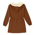 thumbnail image 4 of IVEYRTF Winter Girls Faux Fleece Hooded Coat Long Sleeve Top Outerwear Warm Jacket for Big Kids Youth Toddler Childrens Wear Soft Lined Breathable Thick Comfortable(Khaki,11 Years), 4 of 9