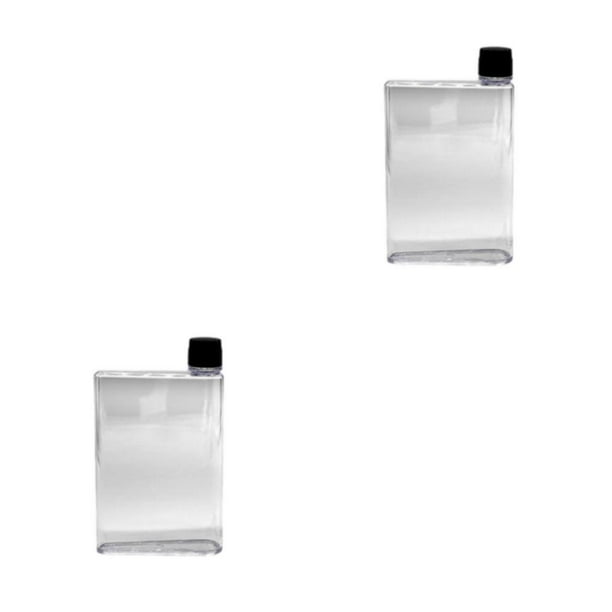 Bewildely Botella de agua Taza para beber Diseño especial transparente Accesorios para el hogar de gran capacidad Botellas planas Contenedor de Transparente 420ML 2piezas
