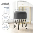 thumbnail image 5 of Hearth & Harbor Round Ottoman with Storage, Luxurious Foot Stool and Chic Vanity Stool with Storage, Elegant Pleated Velvet Grey, 5 of 8