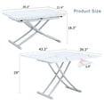 thumbnail image 4 of TesNus Lift Top Table, Adjustable Height White Marble MDF Table with Silver Metal Legs for Living Room Dining Office, 4 of 8