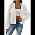 thumbnail image 3 of Suéteres Tipo Cárdigan para Mujer, Otoño 2025, con Frente Abierto, Botones Extragrandes, Cuello en V, Prendas de Punto Suaves y Sueltas. L, 3 of 10